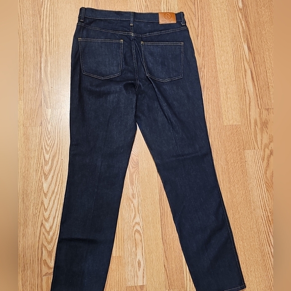 ALT Elena Gilbert Tory Burch Denim Pants Women Sz 31 Dark Straight Leg High Rise - Picture 6 of 16